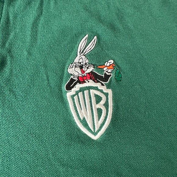 Vintage Warner Bros. Studio Store Green Polo Shirt Bugs Bunny Logo Embroidery - Picture 2 of 6